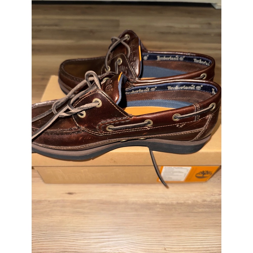 Timberland Winnisquam Bay Brown Leather Boat Shoes Mens 8 55596 Deck Loafers